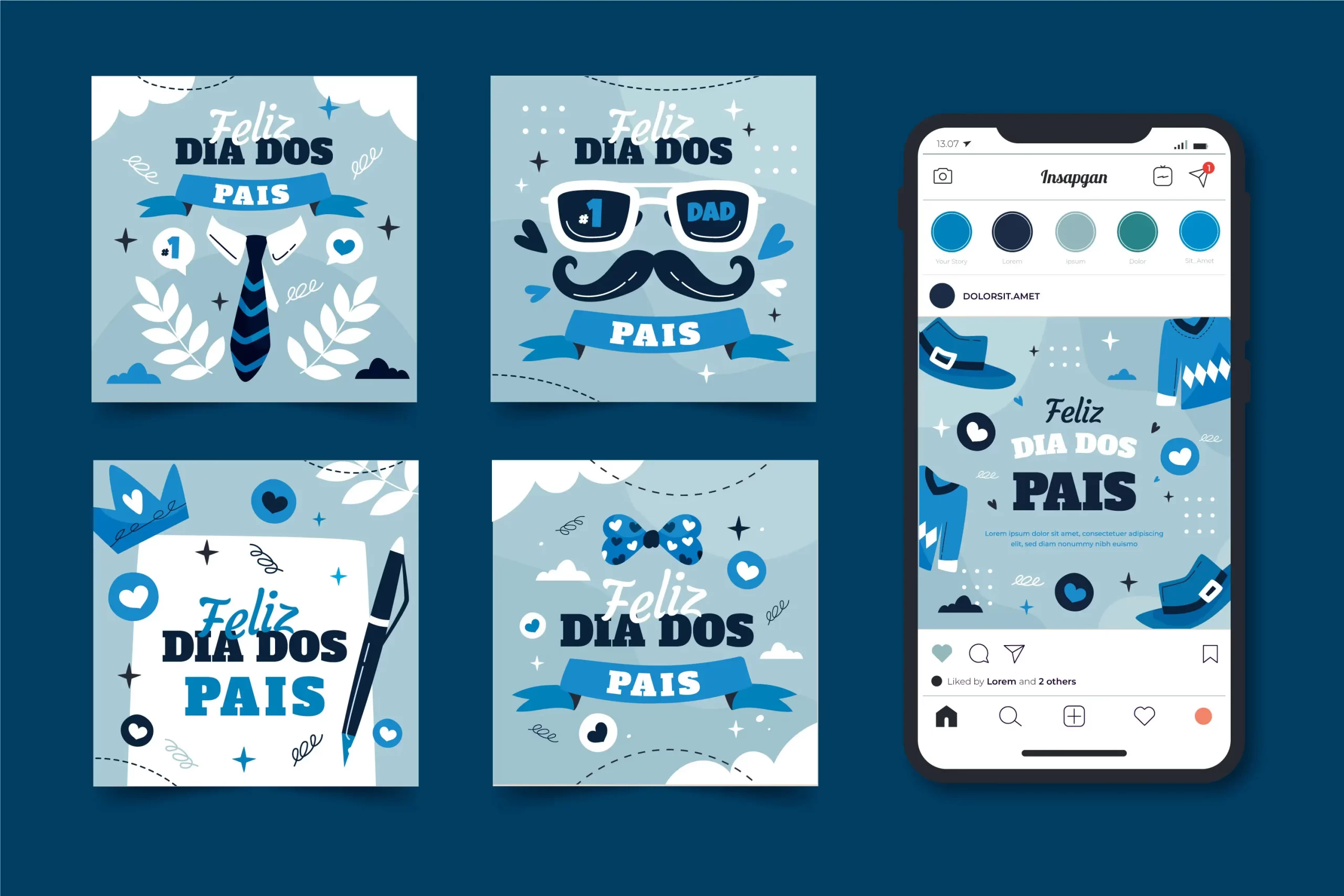 Cartões de Dia dos Pais com design divertido.